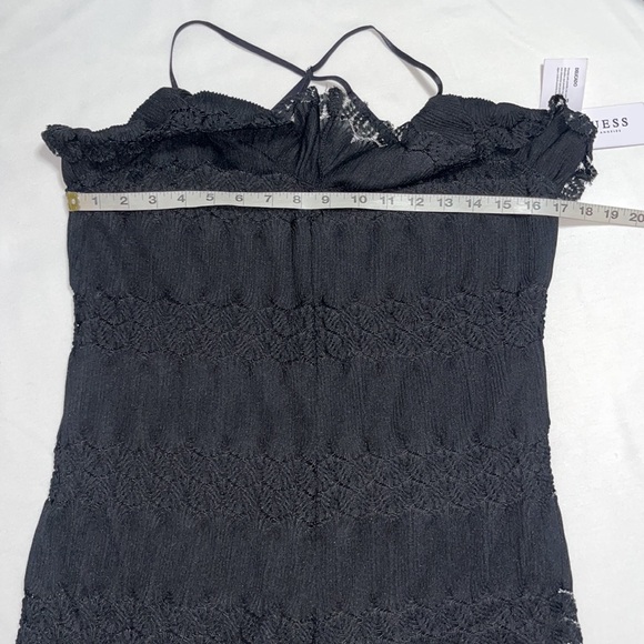 GUESS Romper Vita Mixed Lace Ruffled Overlay Romper Black LARGE - Picture 8 of 10